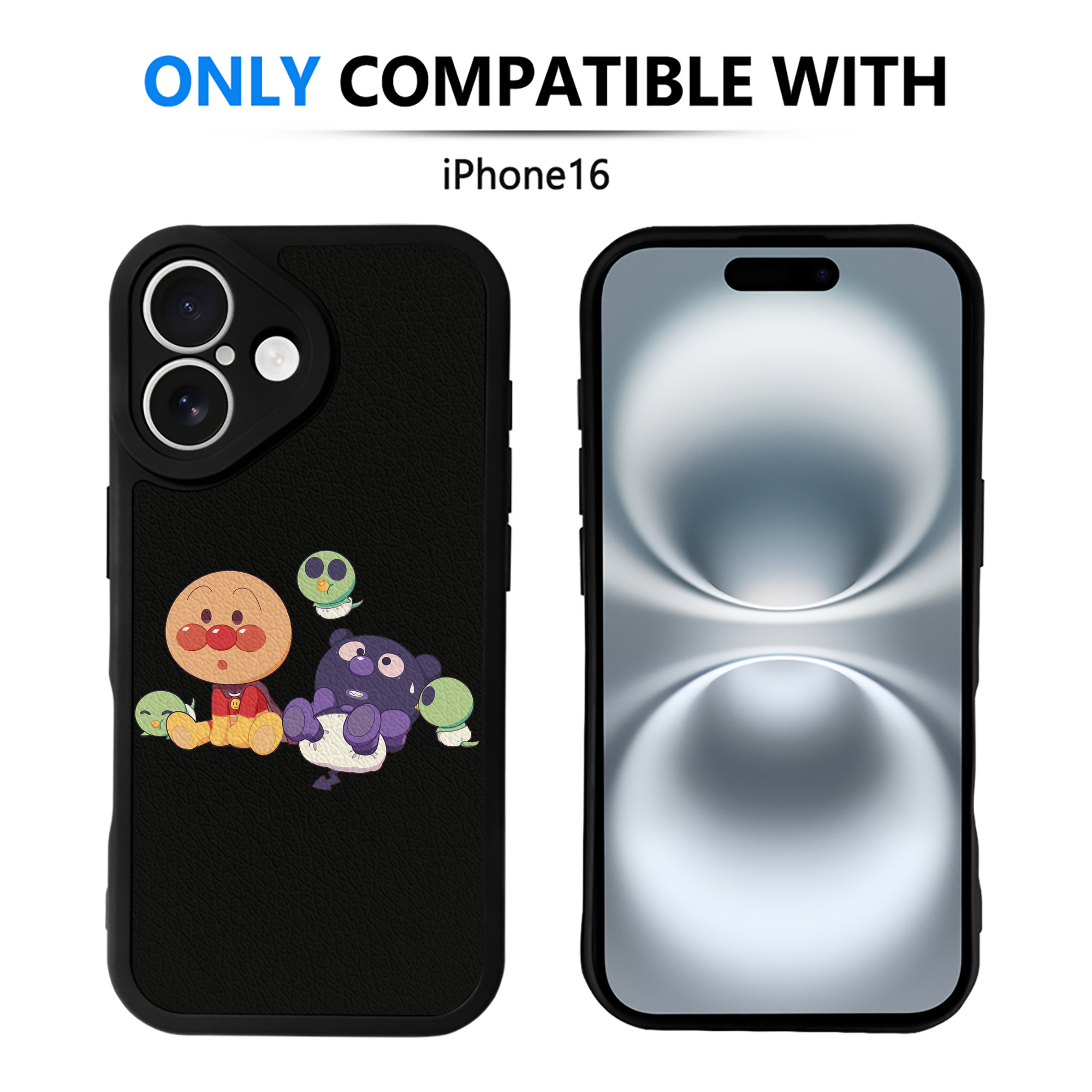 （画像用） アンパンマン Anpanman 【iPhone 16シリーズ対応】シリコンスマホケース（レザー調） 材質：シリコン
